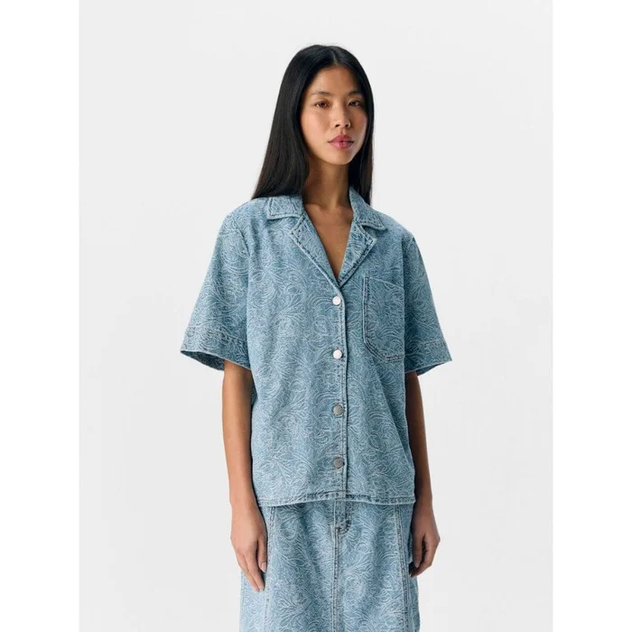 OBJECT OBJMIRWA Detailed Denim Shirt In Light Blue Denim
