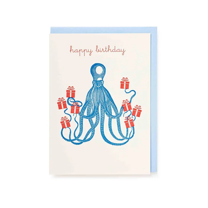 Octopus Happy Birthday Card | Letterpress Printed
