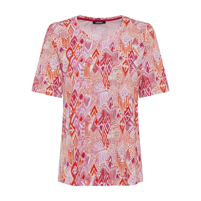 Olsen Abstract Print Top In Hannah Fit
