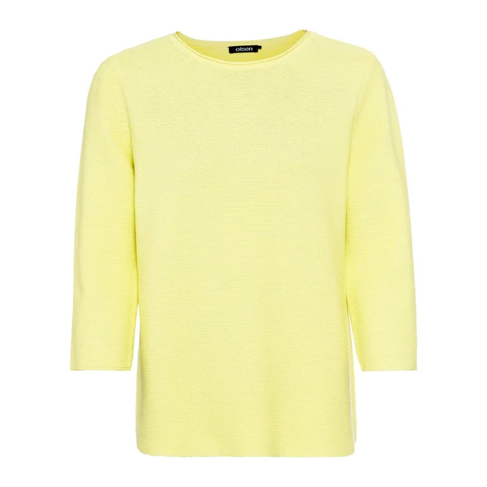 Olsen Crew Neck Jumper in Henny Straight Fit in Citron