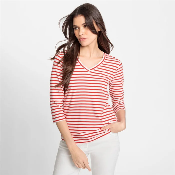 Olsen Hannah Fit V-neck Striped Top