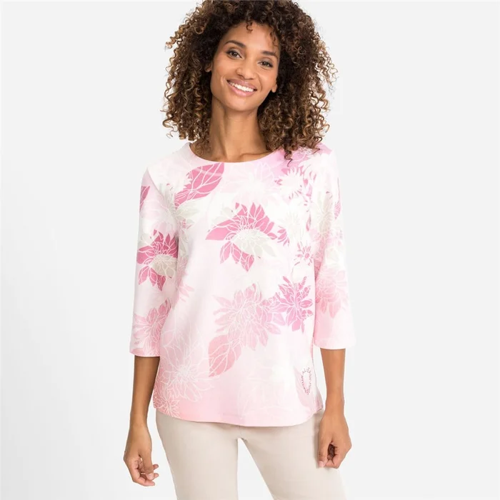 Olsen Henny Jersey Round Neck Sweatshirt With Floral Print
