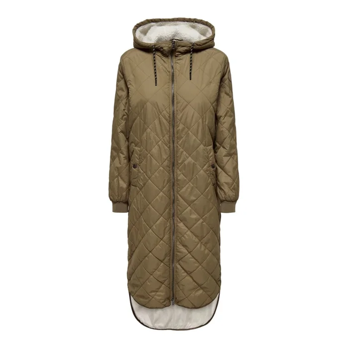 ONLY Long Quilted Coat in Green