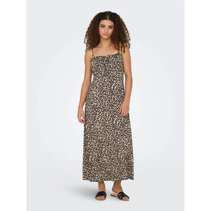 ONLY ONLNELLY Midi dress In Brown Rice