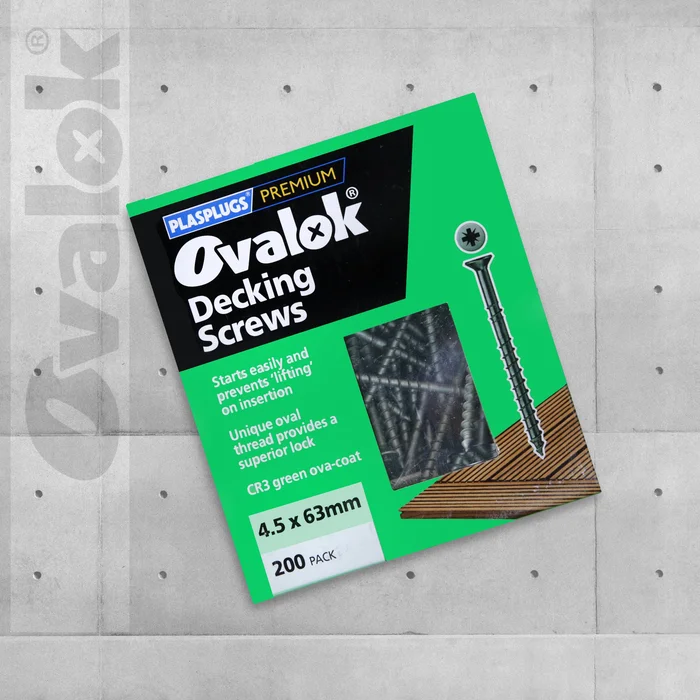 Plasplugs Ovalok Decking Screws 4.5 x 63mm Green – Pack of 200
