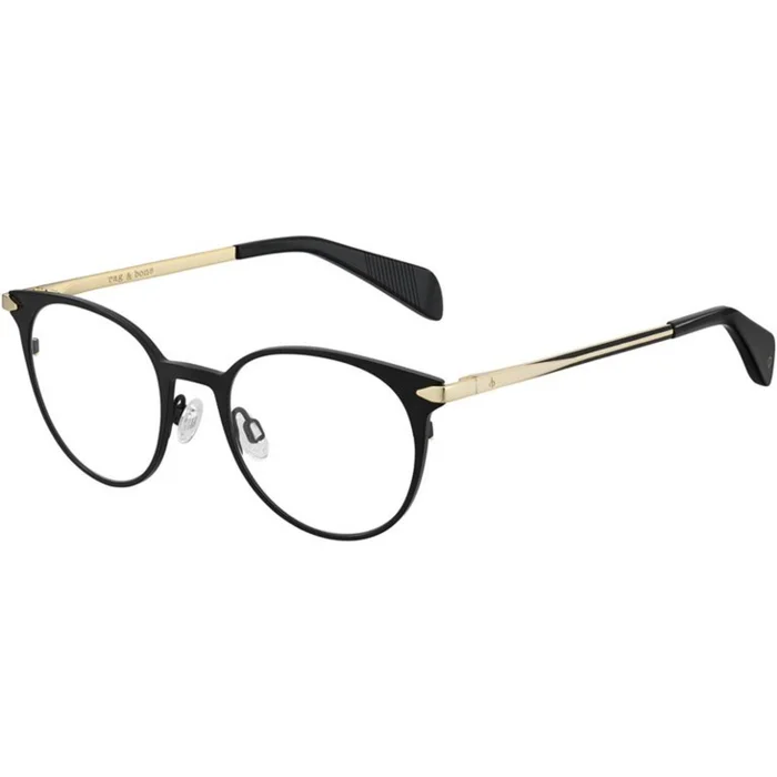 Rag and Bone Women’s Eyeglasses – Black Gold Round Frame | RAG AND BONE RNB3011 0I46