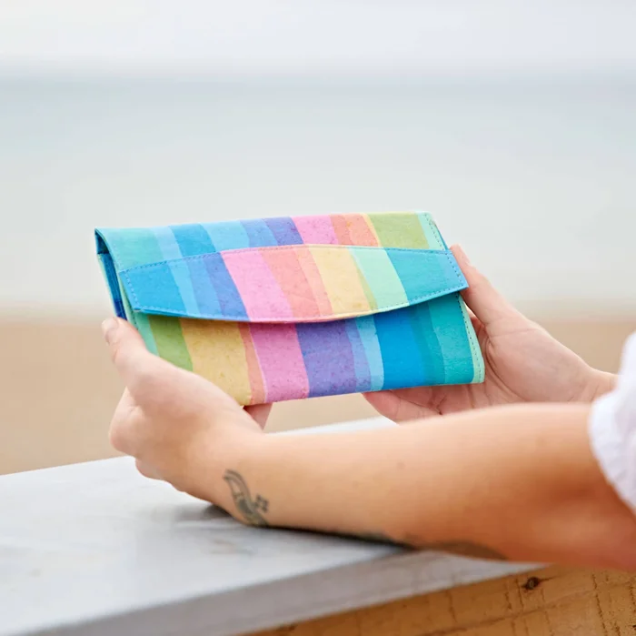 Recycled Plastic Rainbow Clutch Purse