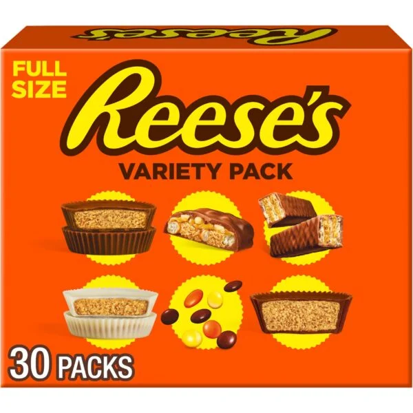 REESE’S Assorted Peanut Butter Candy Bulk Box, 44.1 oz (30 Count)