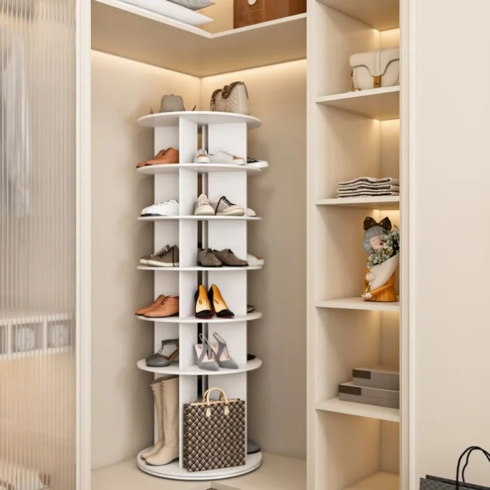 Rotating Shoe Rack Tower, 6-Tier Spinning Shoe Rack, Free Standing 360° Revolving Shoe Organizer, 56550516