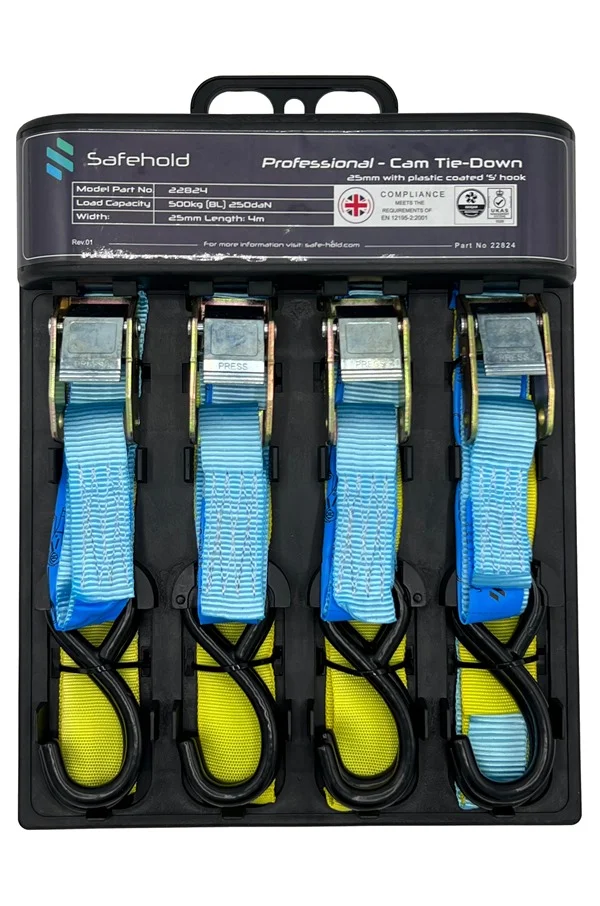 Safehold 4mtr Cambuckle Lashing with ‘S’ Hooks (Pack of 4)