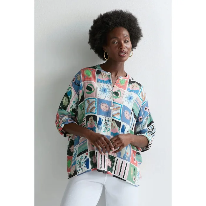 Sahara Mystical Collage Boxy Shirt In Multi