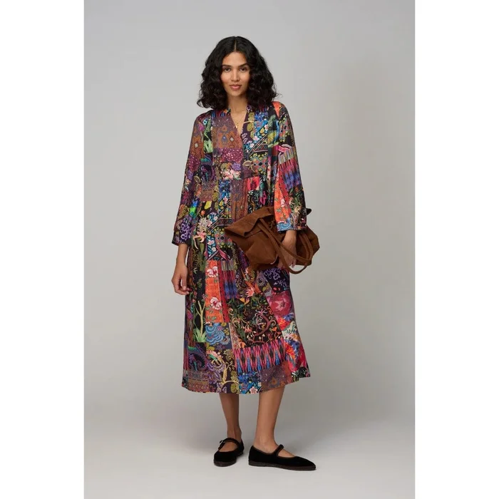 Sahara Winter Patchwork Dress In Multi