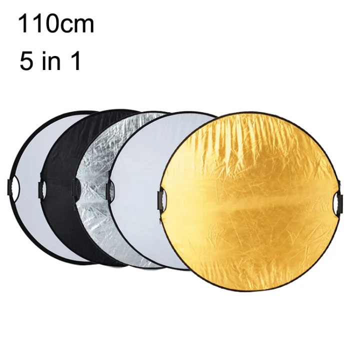 Selens 5 In 1 (Gold / Silver / White / Black / Soft Light) Folding Reflector Board, Size: 110cm Round