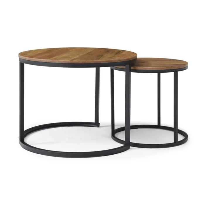 Set of 2 Coffee Table Nesting Side Round End Table Top Sturdy Metal Frame Desk Centerpiece Living 80440932