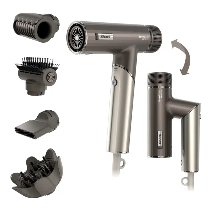Shark – SpeedStyle Pro FLEX Professional Performance High-Velocity Hair Dryer System – Metallic Gray