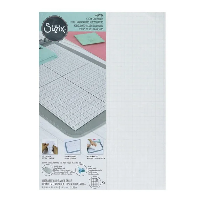 Sizzix Accessory – Sticky Grid Sheets, 8 1/4″ x 11 5/8″, 5 Pack