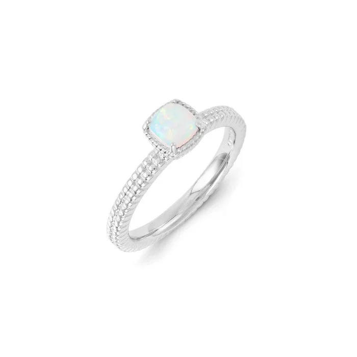 Sterling Silver Stackable Expressions Created Opal Ring