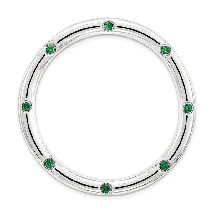 Sterling Silver Stackable Expressions Large Created Emerald Chain Slide