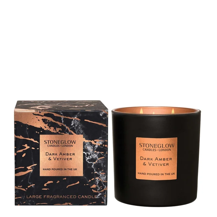 Stoneglow Dark Amber & Vetitver Luna 3 Wick Candle