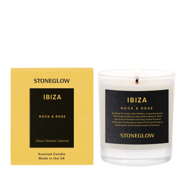 Stoneglow Ibiza – Rock & Rose Soy Wax Scented Candle, 220gm