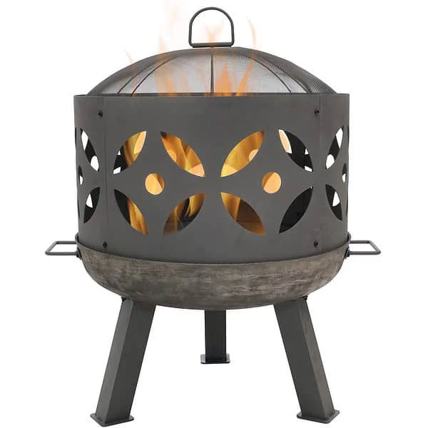 Sunnydaze Decor 26.5-in W Gray Cast Iron Wood-Burning Fire Pit