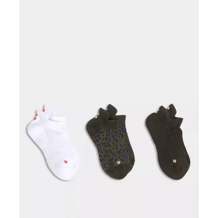 Sweaty Betty Workout Trainer Socks 3 Pack In Green Leopard Print