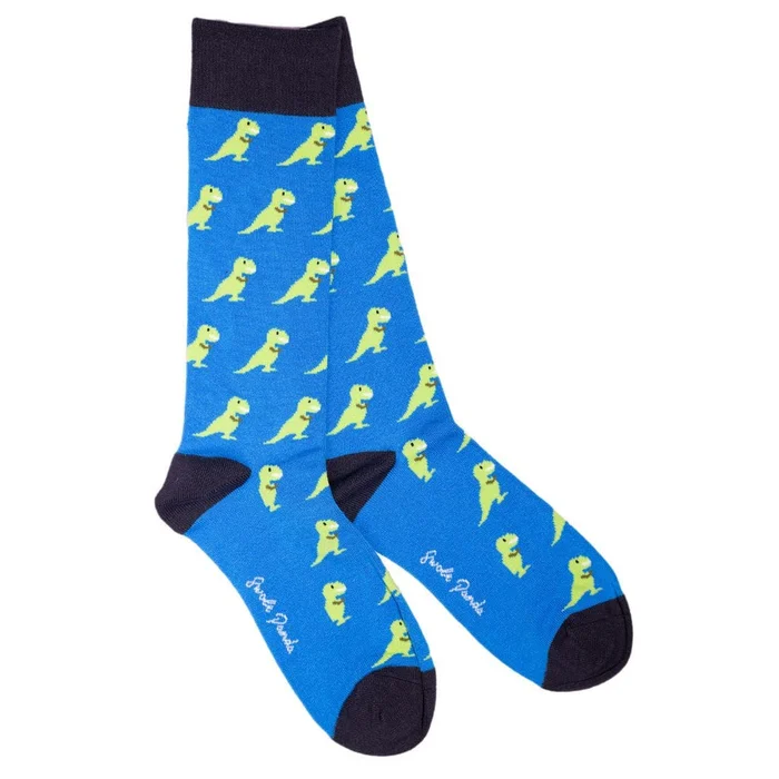 Swole Panda T-Rex Bamboo Socks in Blue/Green