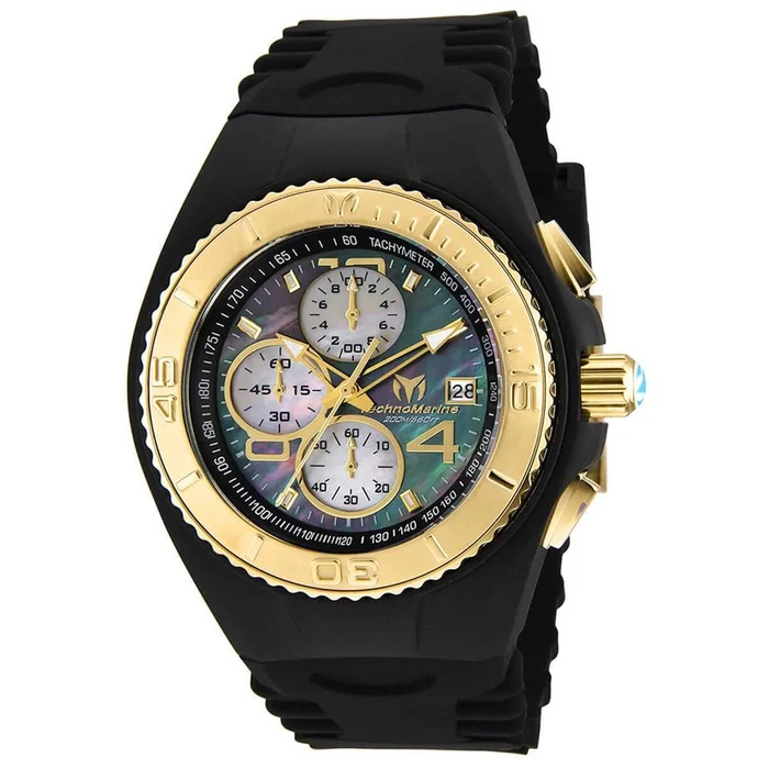 Technomarine Men’s Chrono Watch – Cruise JellyFish Black MOP Dial Strap | TM-115353