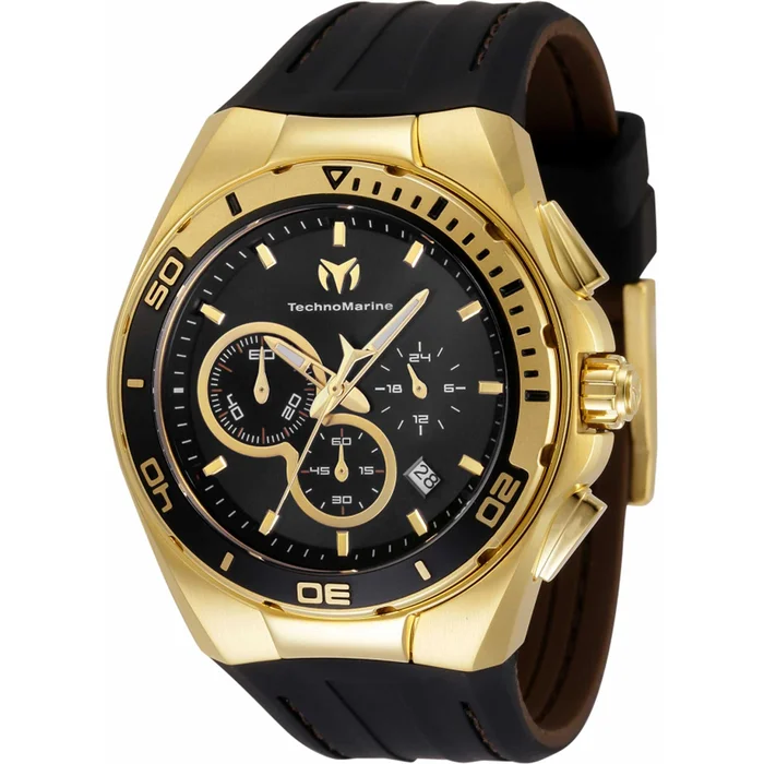 Technomarine Men’s Chrono Watch – Cruise Steel Black and Gold Dial Strap | TM-120020