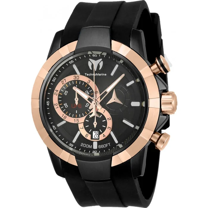 Technomarine Men’s Chronograph Watch – UF6 Black and Rose Gold Dial Strap | TM-615014