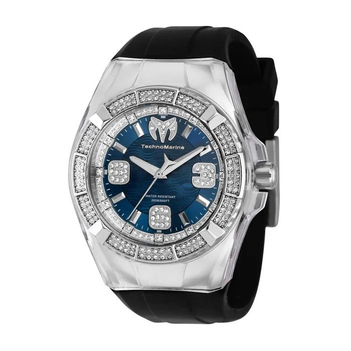 Technomarine Men’s Watch – Cruise Glitz Blue Dial Black Silicone Strap | TM-121095