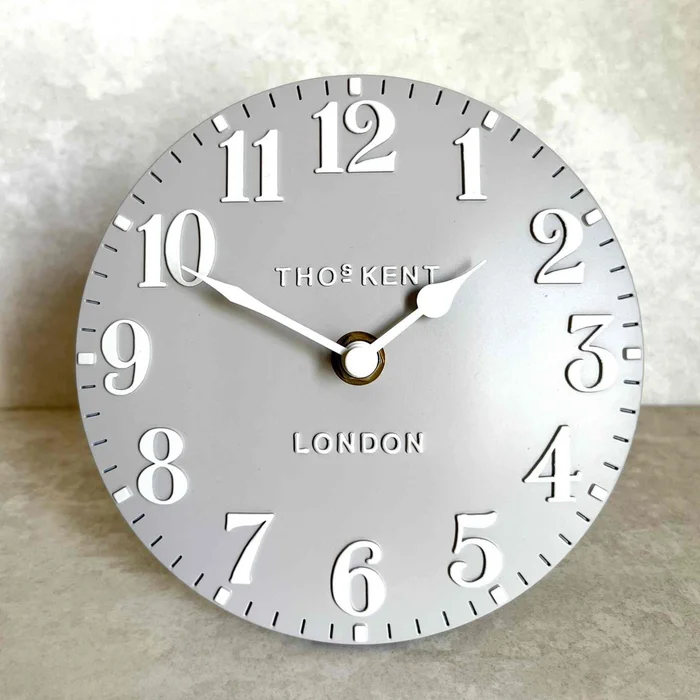 Thomas Kent Arabic Mantel Clock, 15cm (6 inch) Dove Grey