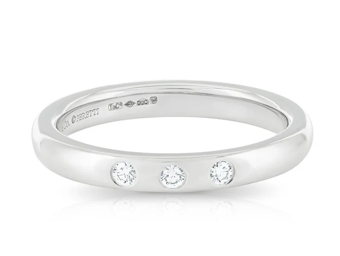 Tiffany & Co Diamond Platinum Elsa Peretti Stacking Band Ring