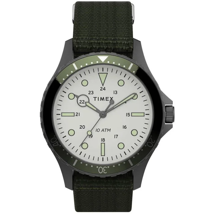 Timex Men’s Quartz Watch – Navi XL Rotating Bezel White Dial Strap | TW2T75500VQ