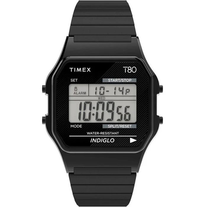 Timex Unisex Chronograph Watch – T80 Digital Dial Black Bracelet | TW2R67000YB