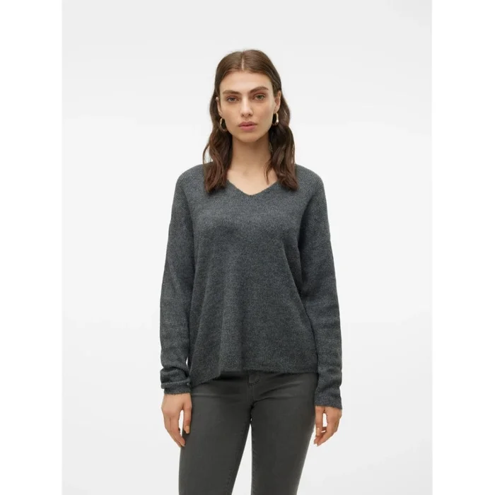 Vero Moda VMCREWLEFILE Pullover In Medium Grey