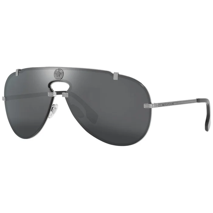 Versace Men’s Sunglasses – Grey Mirror Black Lens Aviator Frame | VE2243 10016G