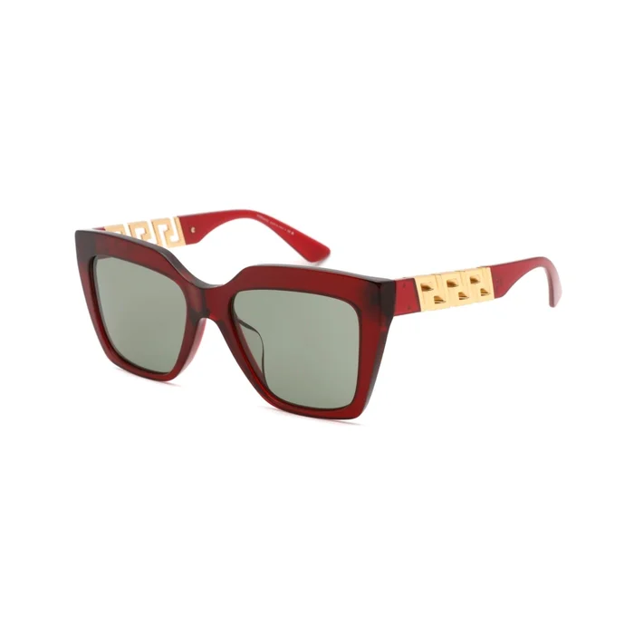 Versace Women’s Sunglasses – Transparent Red Square Frame Green Lens | VE4418F 388/2
