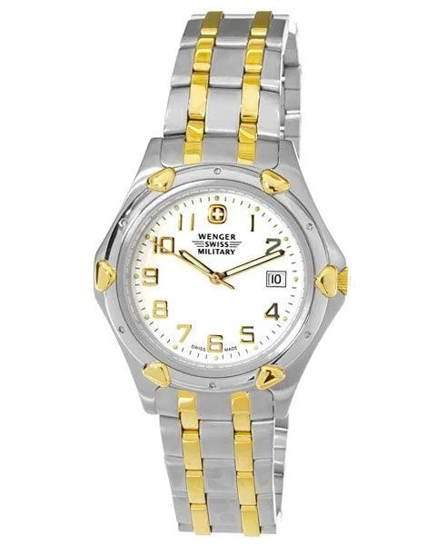 Wenger 79167 Men’s Swiss Military White Dial Two Tone Stainless Steel Watch