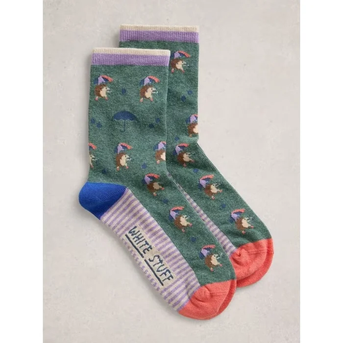 White Stuff Novelty Stripe Ankle Sock In Teal