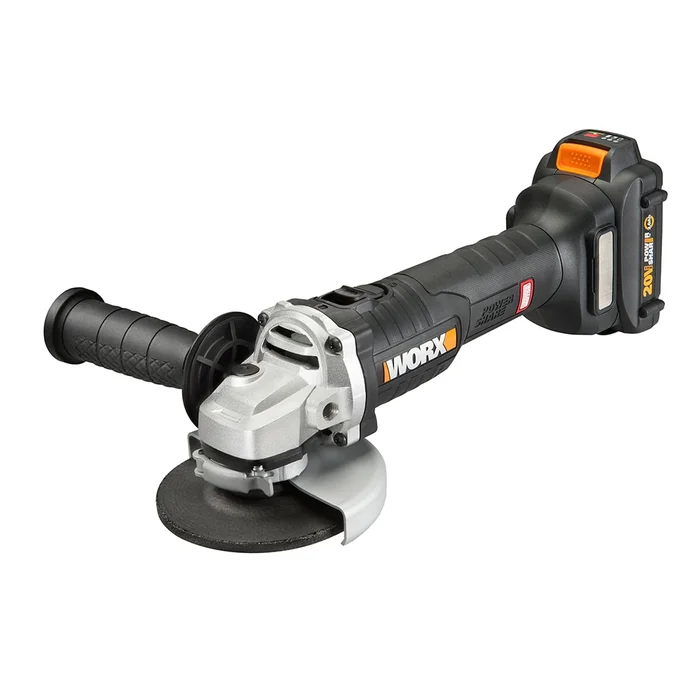 WORX 4.5-in 20-volt Max Sliding Switch Brushless Cordless Angle Grinder (Charger Included and 1-Batteries)