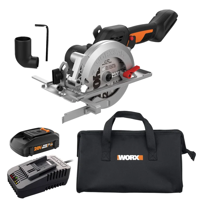 WORX Nitro 20-volt Max 4-1/2-in Cordless Compact Saw Kit Circular Saw (1-Battery and Charger Included)