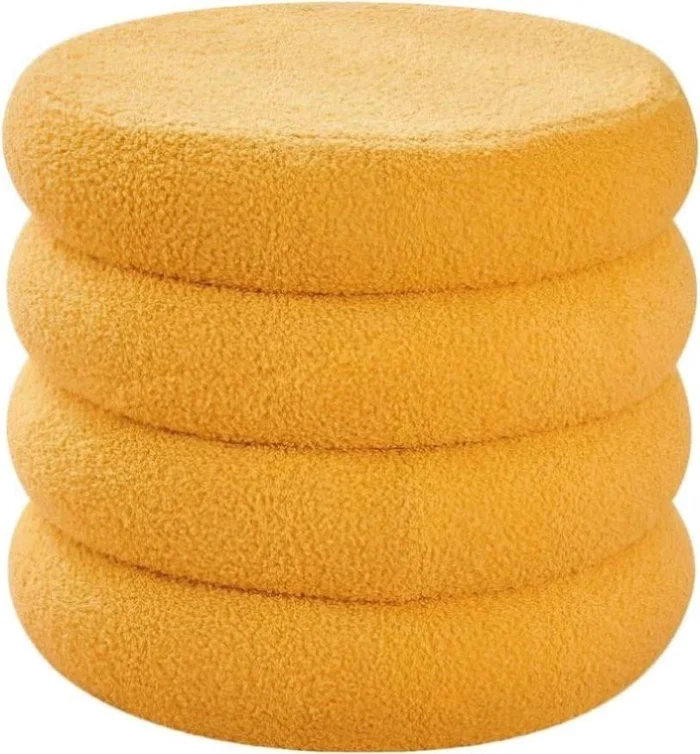 (原SKU79486008)Round Storage Ottoman, Modern Sherpa Footstool, Teddy Vanity Stool with Flip-Top 28144710